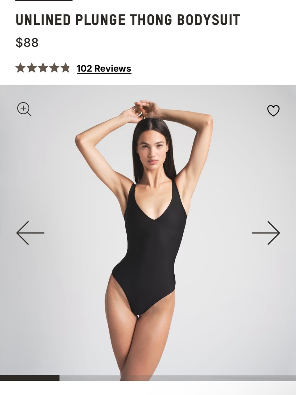 New SKIMS BODY Unlined Plunge Thong Bodysuit Orig Price $88